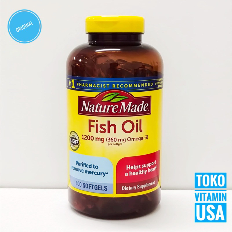 Nature Made Fish Oil 1200 mg 300 Softgels 360 mg Omega 3