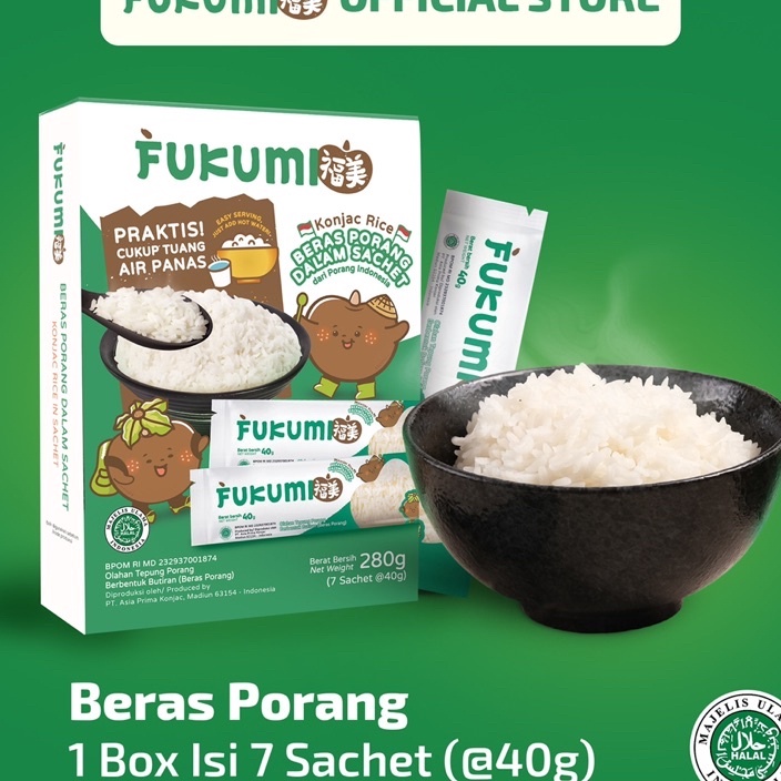

GDMY4957 TERBARU FUKUMI Beras Porang Box Sachet isi 7 - Shirataki/Konjac Rice