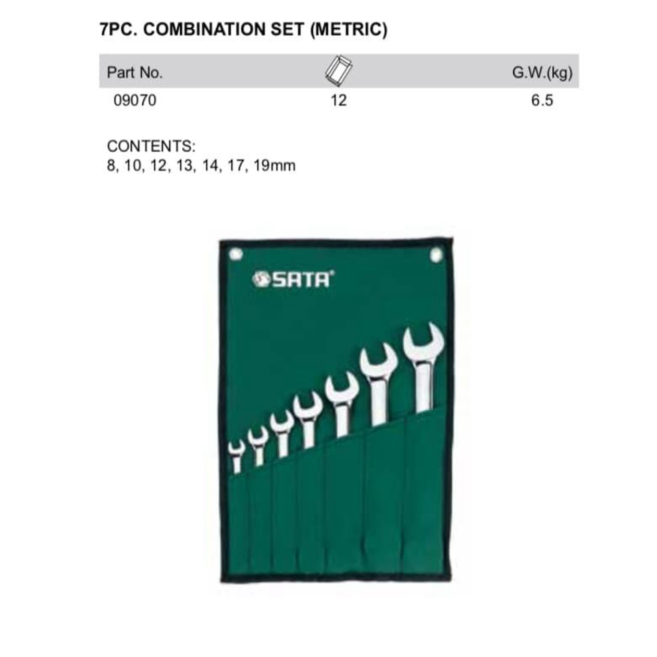 Unik SATA 7 Pc. Combination Wrench Set Metric 09070 Berkualitas