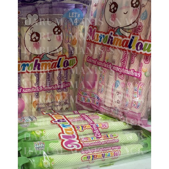 

➳ 3.3 Marshmallow Tambang Color Sandwich Marsmallow pak / pack Long Mallow isi 30 pcs x 15 gr Produk