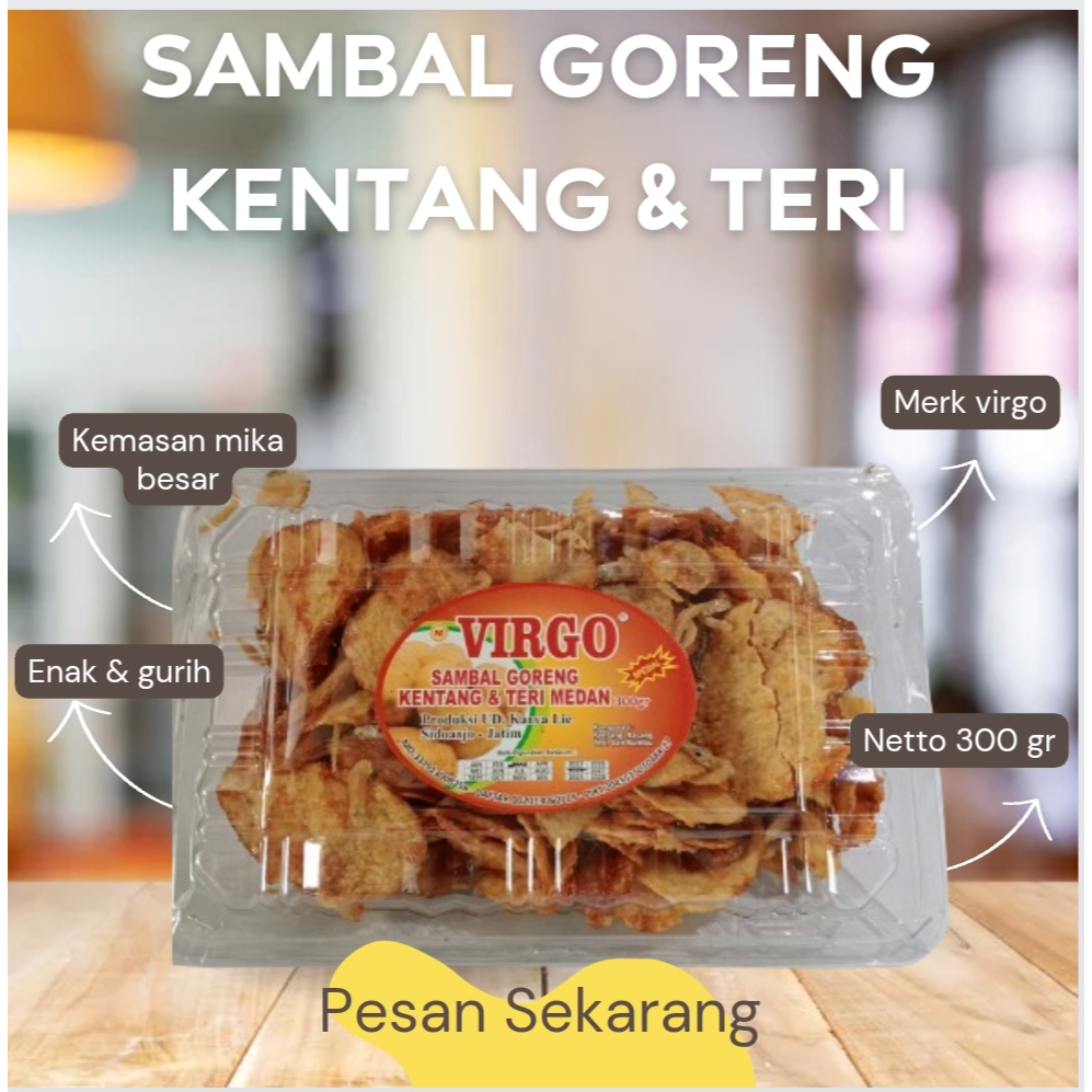 

Sambal Goreng Kentang Teri Medan Virgo 300 gr kemasan mika besar