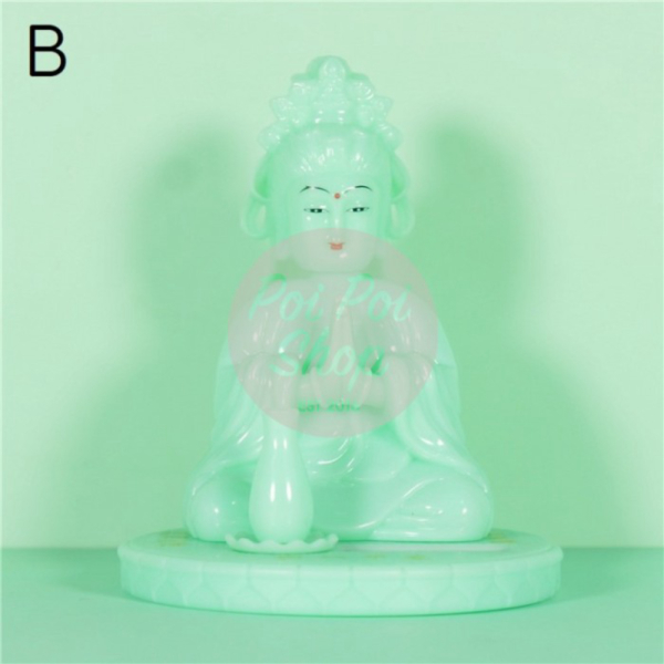 Dijual Pajangan Mobil Solar Kwan Im Buddha Teratai Budha Kipas Goyang Kepala  - B - Hijau Giok Berku