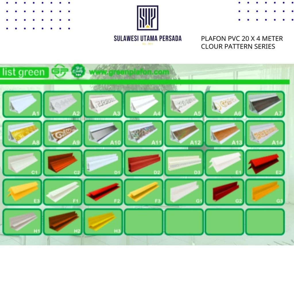 lis plafon pvc, lis sambung, lis samping, lis dalam