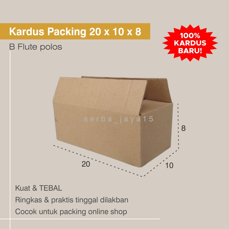 

KARDUS 20x10x8 BOX KARTON B-FLUTE POLOS PACKING OLSHOP