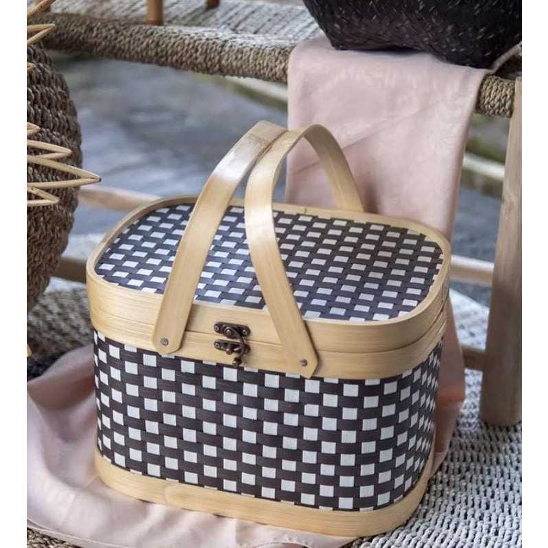 Keranjang Kerajinan Bambu homEY - Picnic Basket Strapping Band Mix Bamboo
