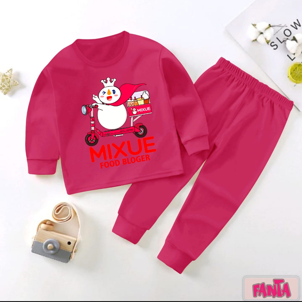Setelan Mixue Food Bloger Terbaru Setelan Lengan Panjang / Piyama Anak Bayi Laki-Laki / Baju Tidur Baru 1234 Tahun