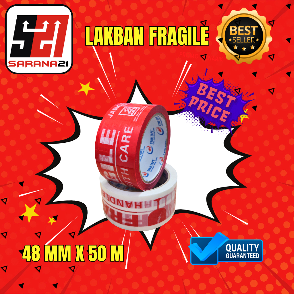 

Lakban Fragile Merah Star Tape 50mMurah