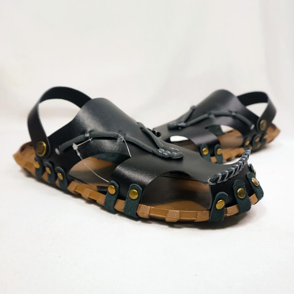 Sandal Kulit Pria Import High Quality Sandal Selop Pria Tali Belakang Sandal Slide Pria Dewasa