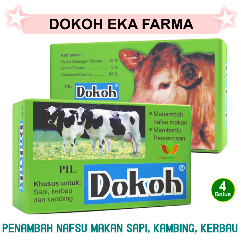 4 BOLUS PIL DOKOH EKA FARMA JAMU HEWAN OBAT PENGGEMUK KAMBING DOMBA SAPI KERBAU PENAMBAH NAFSU MAKAN