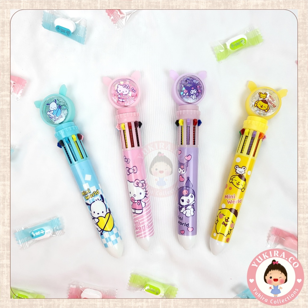 

Yukira.co Pen Sanrio tinta 10 warna lucu/ pulpen