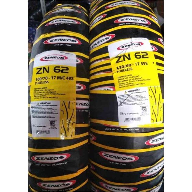 Ban Zeneos zn62 tubeles ukuran 100 70 &amp; 130 60 ring 17 untuk motor CB150R CBR 150R VIXION GSX-R