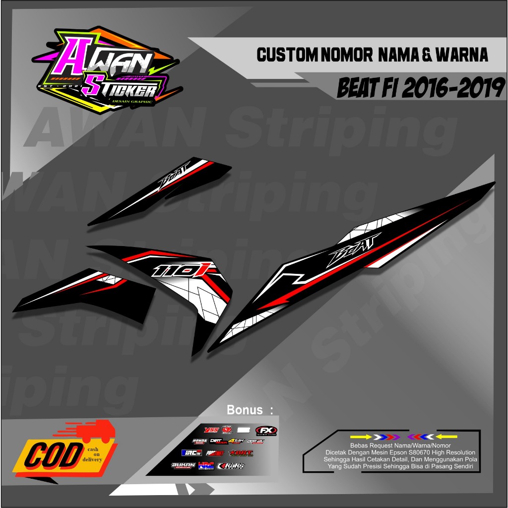 Stiker Striping Beat 2013-2015 Skotlet Motor Beat 2013-2015 Motif Viral