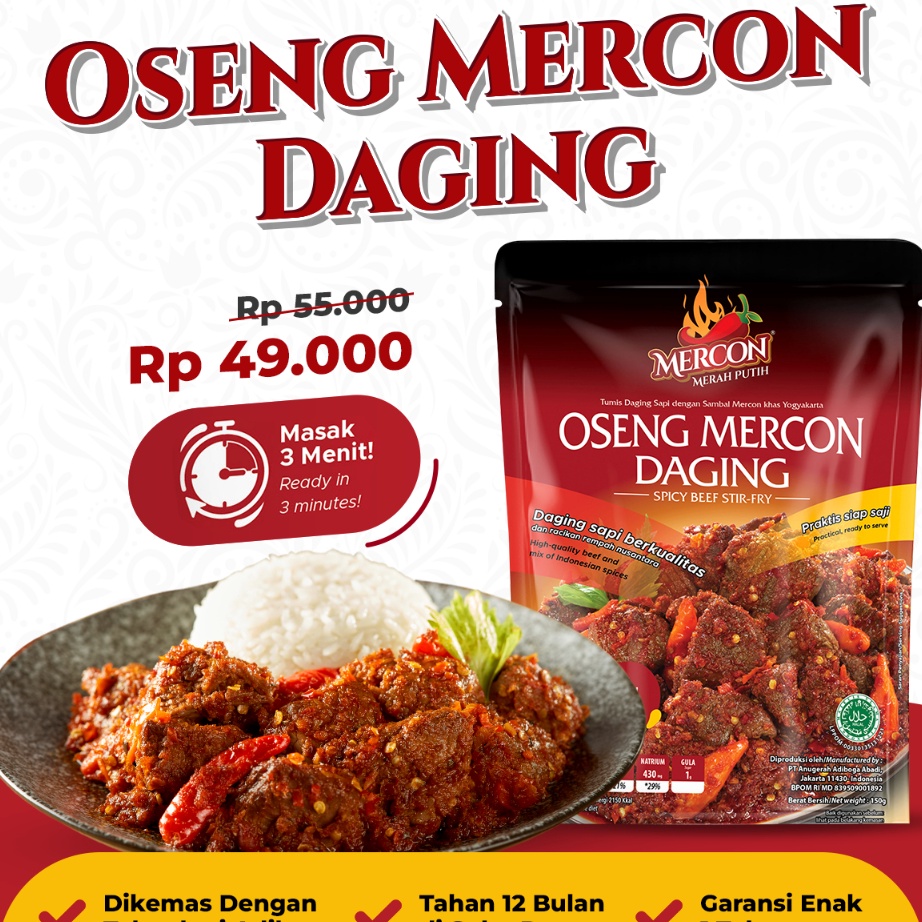 

MODEL OSC282 Mercon Merah Putih - Satuan || Oseng Mercon Daging