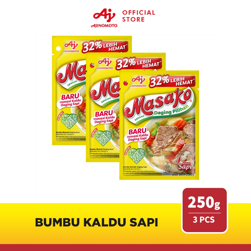 Masako® Bumbu Kaldu Sapi Penyedap Rasa 250g (3 pcs)