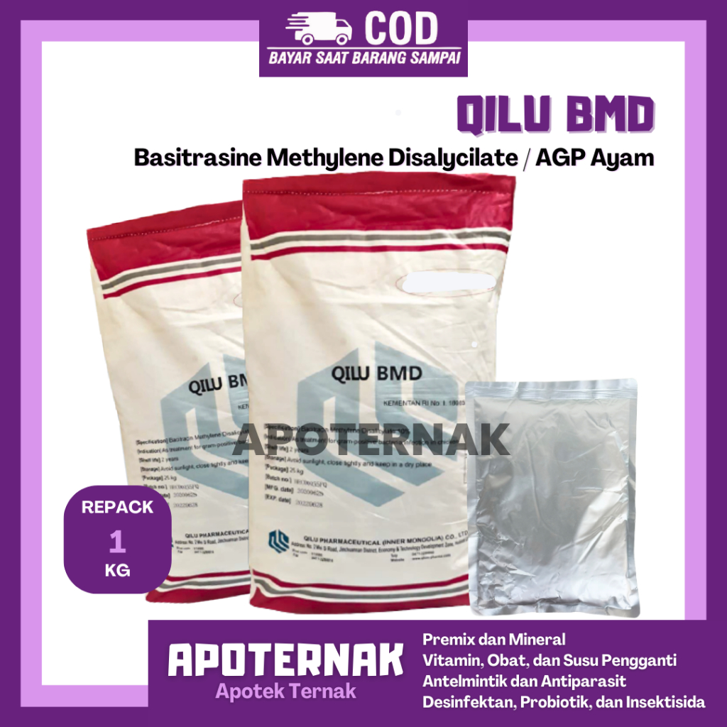 AGP QILU BMD (Ba.citracin-Methylene-Disalycilate) 1 KG - AGP Ayam | AGP Ayam Broiler | AGP Ayam Laye