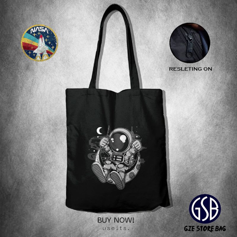 Totebag resleting Nasa Totebag wanita/Totebag pria/Totebag aeshtetic/Totebag kuliah/Totebag murah/To