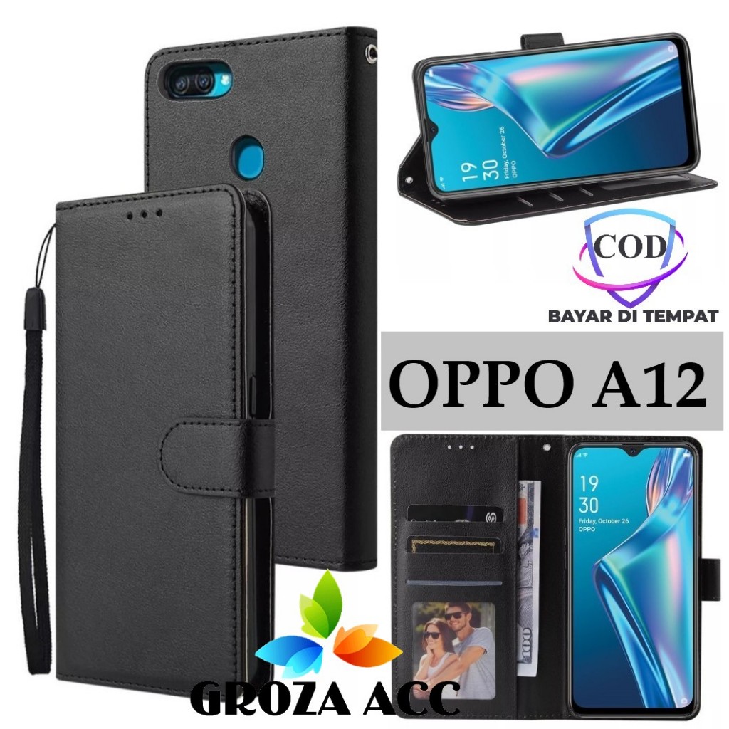 Flip Case OPPO A12 Case Wallet Kulit Casing Dompet Case Wallet Leather Flip Case OPPO A12 Casing hp 