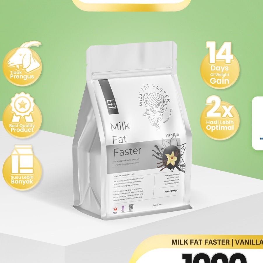 

MODEL BUO650 Ternak Syams - Premium Susu Penggemuk Penambah Kenaikan Berat Badan Ideal Varian Kambing Etawa Full Cream 1000 gram 1 Kg | Milk Fat Faster Rasa Vanila Vanilla Vanilli Organik Suplemen Vitamin Makanan minuman Obat Kapsul BPOM HALAL LPPOM weigh