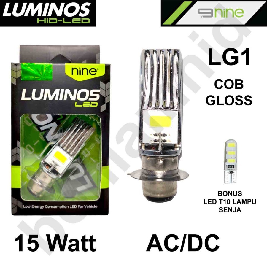 Lampu Motor LED LUXIMOS SPIN 9NINE PNP H6 M5 T19 Bohlam Putih