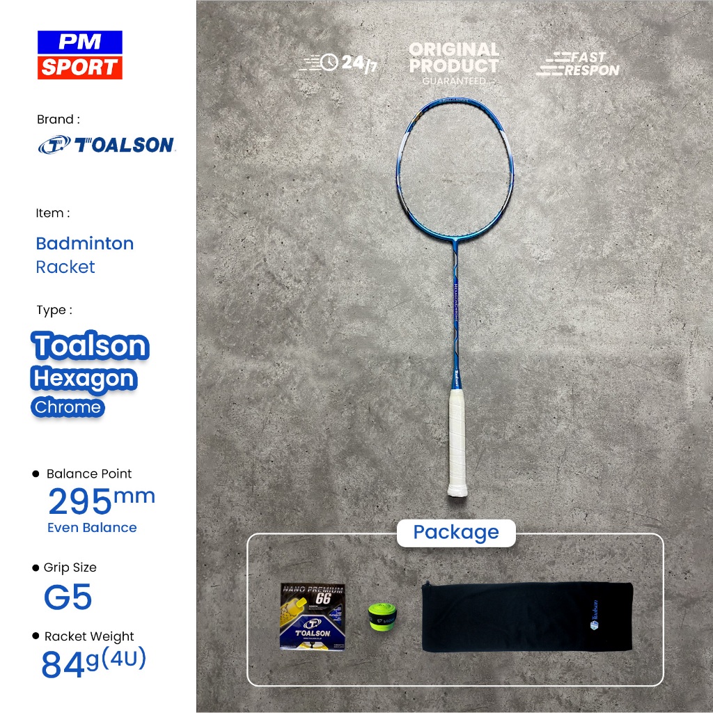 RAKET BADMINTON / BULUTANGKIS TOALSON HEXAGON CHROME ORIGINAL