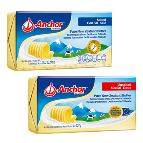 

Anchor unsalted butter 227g / anchor salted butter 227g / mentega anchor 227g