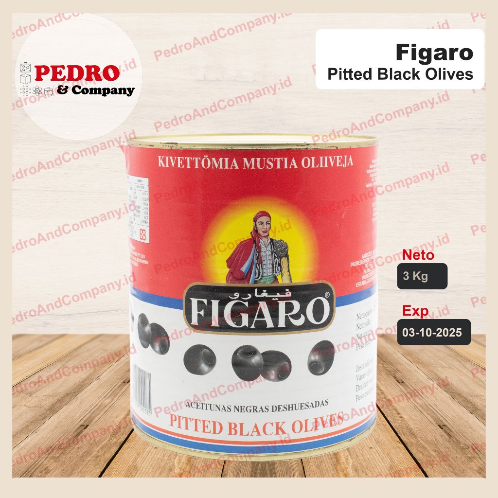 

Figaro pitted black olives 3kg - kaleng besar