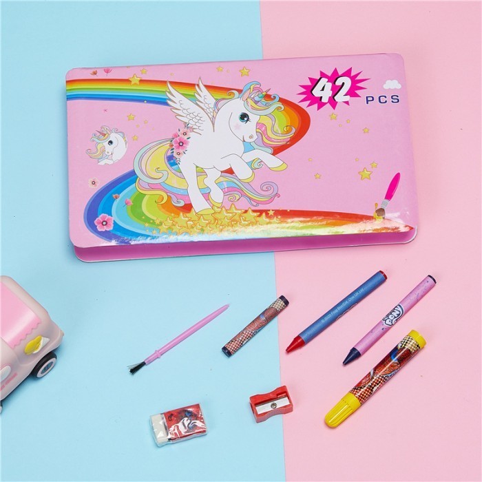 

Krayon Warna Set 42 Pcs / Coloring Pencil Bag Crayon Brush Art Painting