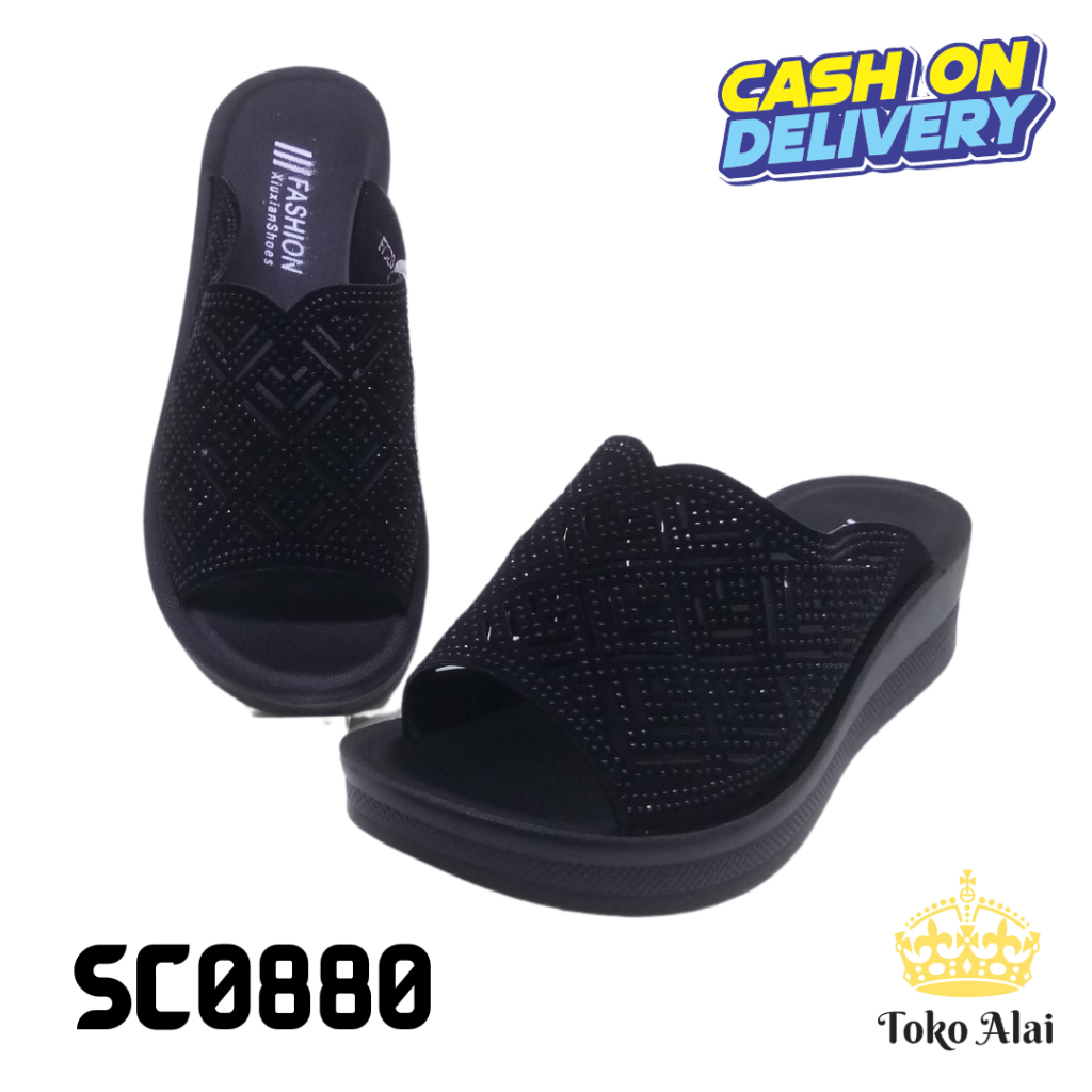 Sandal Kulit Wanita WEDGES Sandal Wanita Slop Sandal ibu Sandal Kondangan XIU XIAN F7528 SC0880