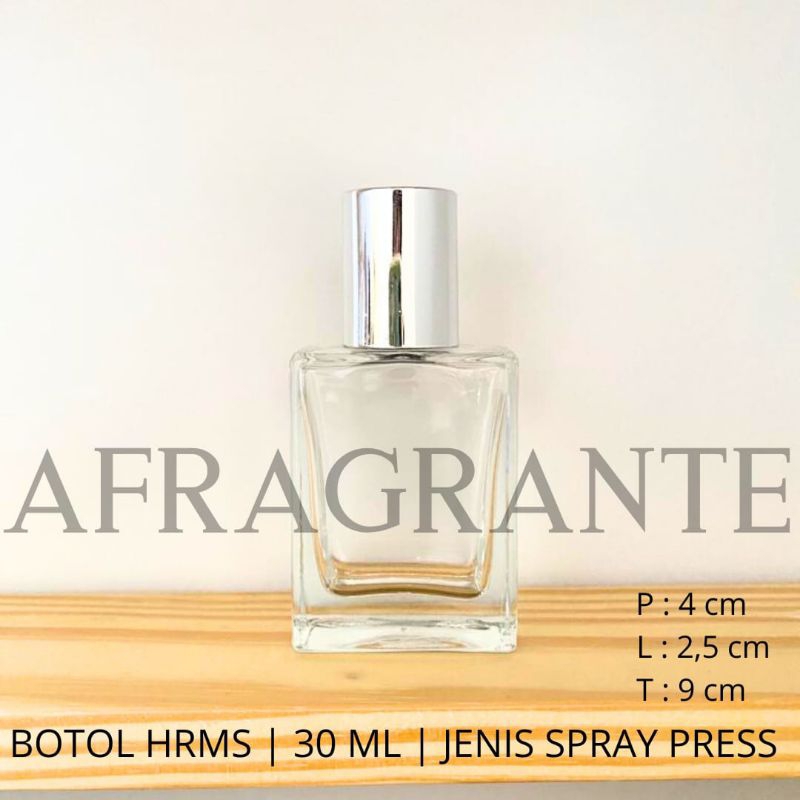 botol parfum hrms. 30 ml silver press- botol parfum isi ulang 30 ml kotak - botol parfum press 30 ml