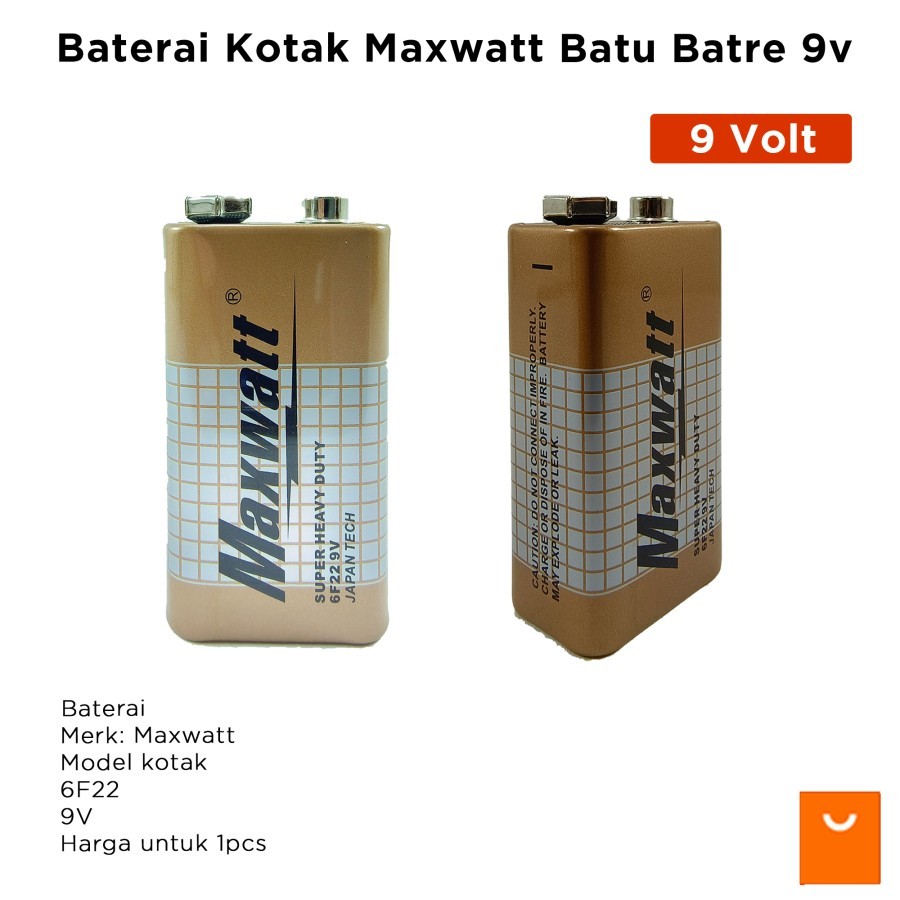 Baterai kotak murah-batere kotak 9V Maxwatt SNI Japan Tech