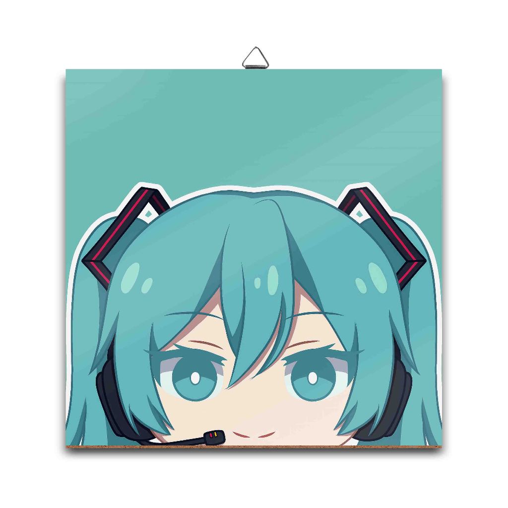Poster dinding kayu anime HATSUNE MIKU PEEKER-VCALOIDmaterial MDF
