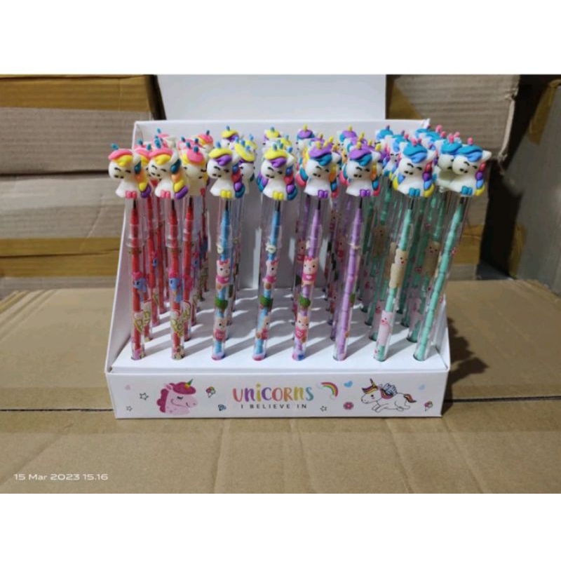 

pensil susun kepala karet bentuk pony rainbow satuan