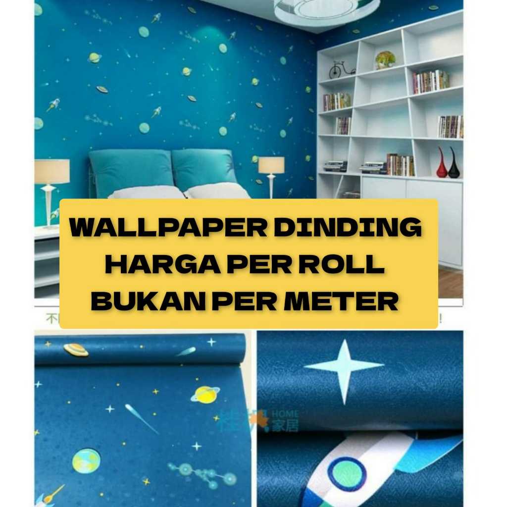 Wallpaper Stiker PLANET BIRU Walpaper Dinding Kamar Tidur Anak Cowok Plafon Atap Langit Rumah Murah