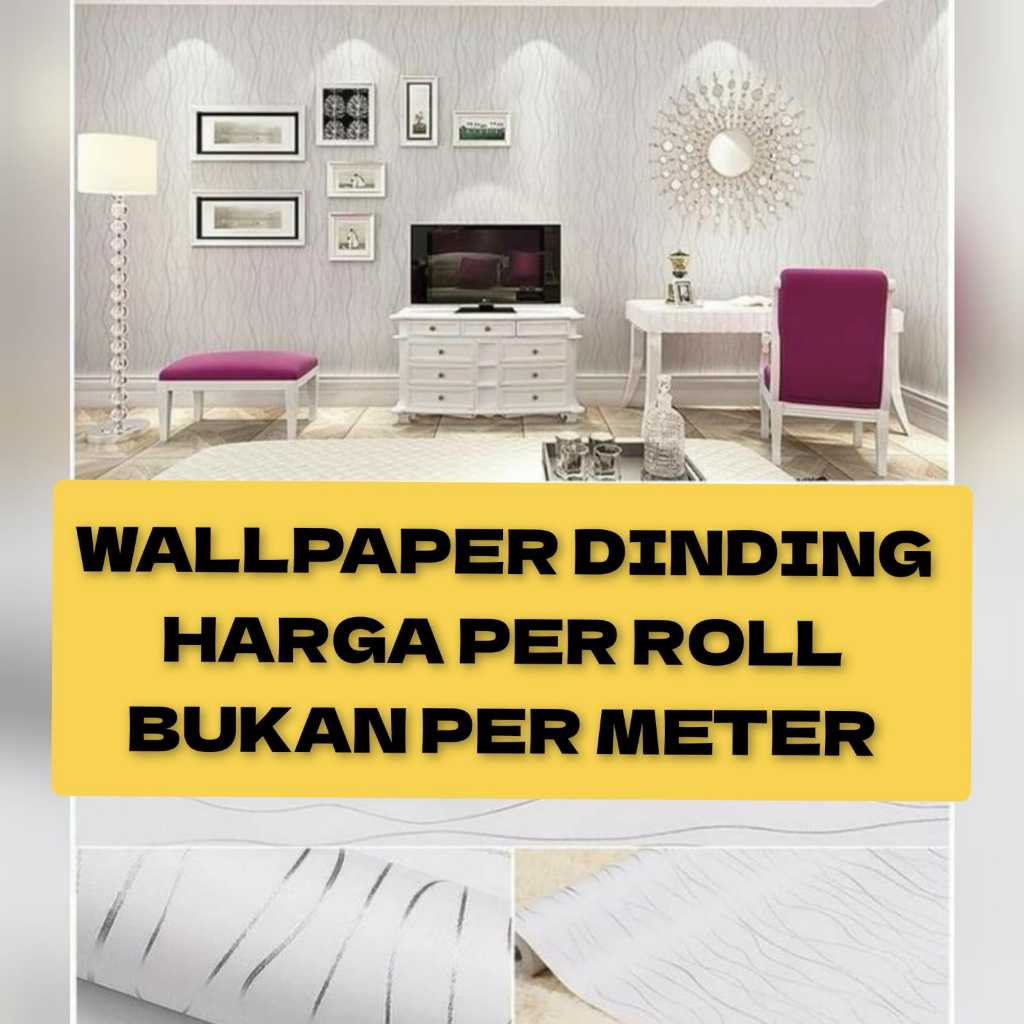 Wallpaper Dinding Garis Salur Silver Walfaper Stiker Kamar Ruang Tamu  Lemari Meja Dekorasi Rumah