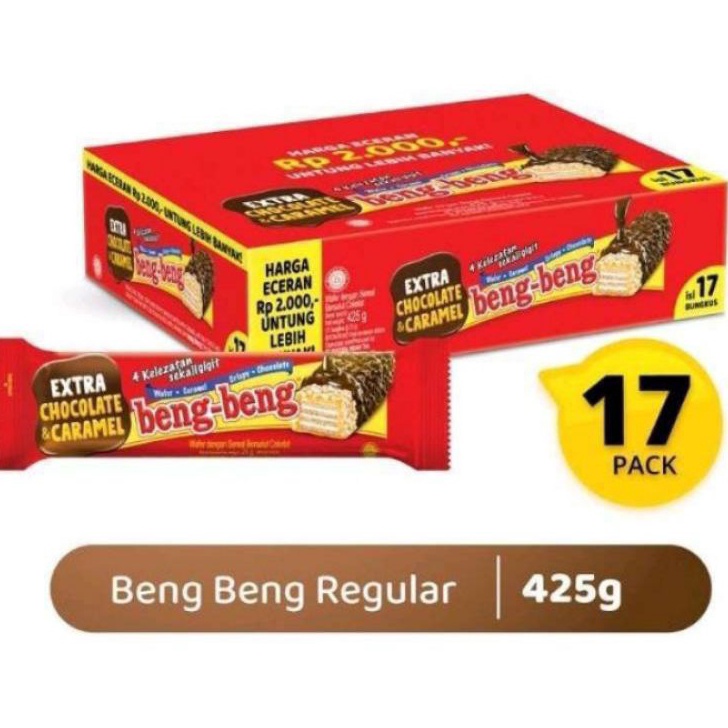 

Harga Murah Beng beng Chocolate wafer 1 box isi 17 picis