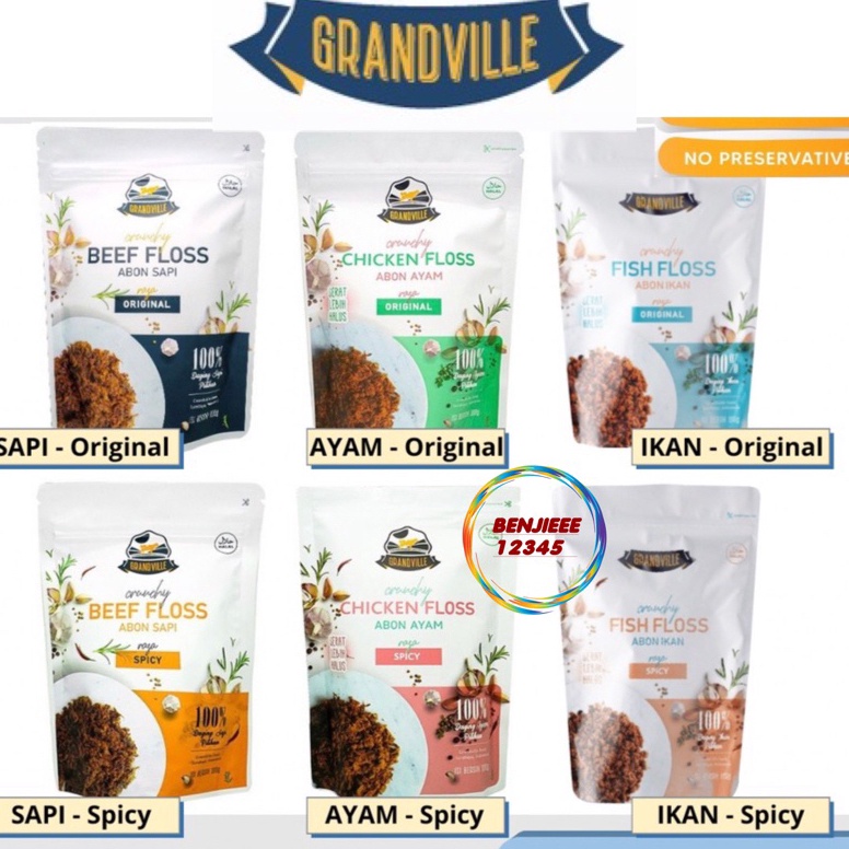 

[✣G54/] 100% Original Grandville Abon Sapi Ayam ikan fish floss original spicy 100g MPASI Bayi crunchy Beef Chicken Abon Grand Ville anak anak dewasa Harga Spesial