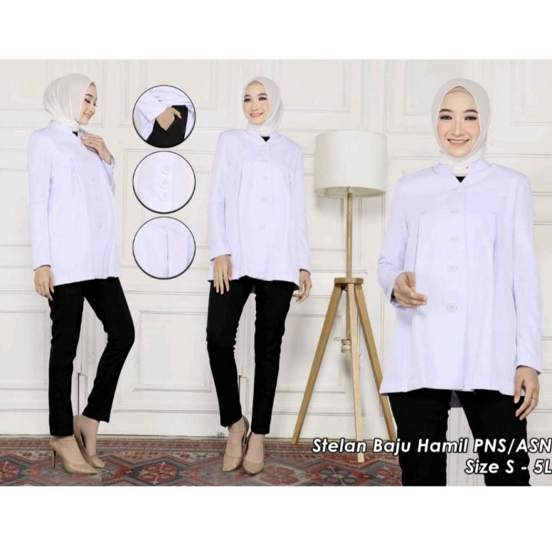 TI10087 Seragam Hamil Hitam Putih / Seragam PNS hamil / Baju Hitam Putih Hamil / Baju PNS Hamil Hita