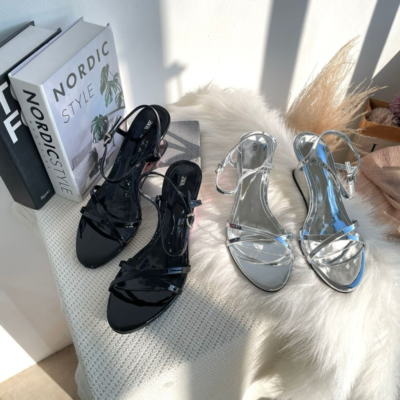 Wedges strappy sandals by Zara 6cm import high quality fashion shoes sepatu wanita hak tinggi kantor