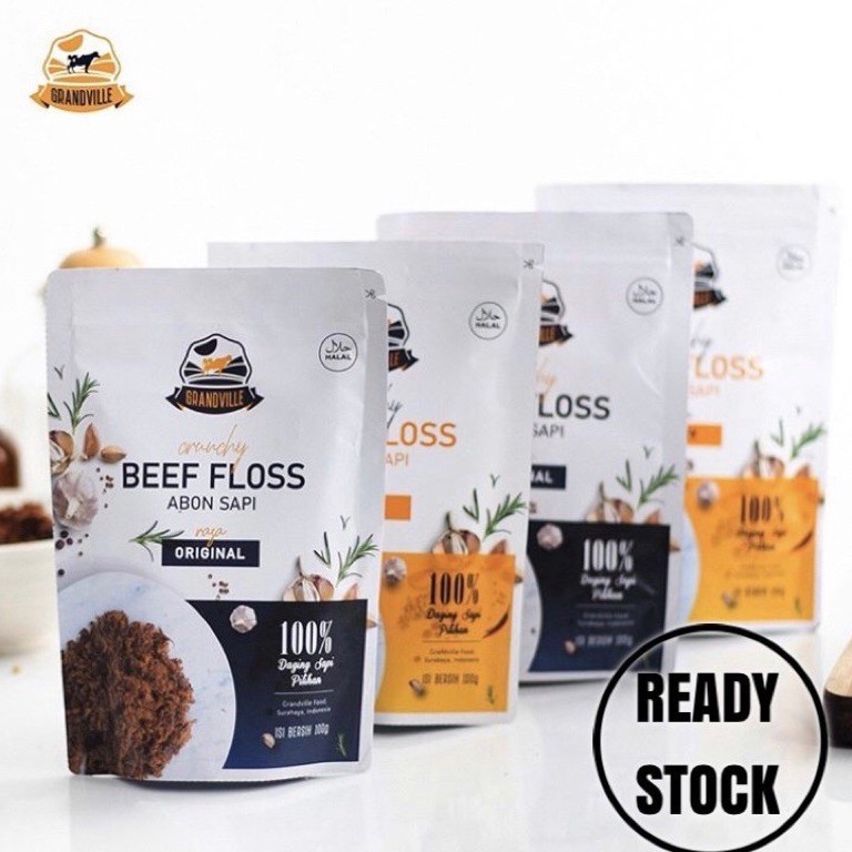 

☈ Grandville Abon Sapi Ayam original spicy 100g Beef Chicken Crunchy - MPASI ➫Ready