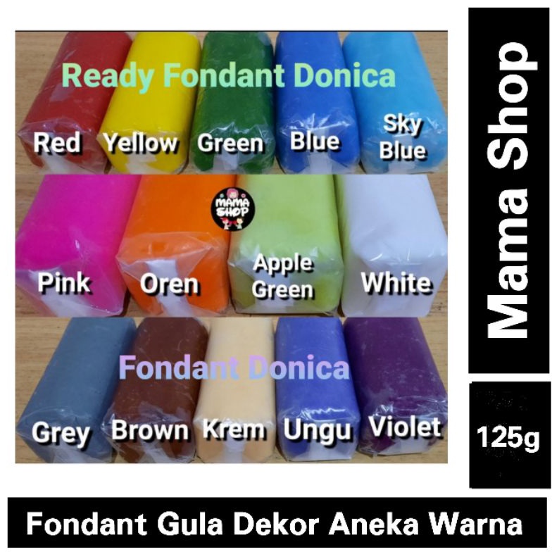 

Stock Banyak FONDANT WARNA 125 gram icing Sugar Gula Dekor Hiasan Bahan Kue Warna Warni Fondx Donnica 6983