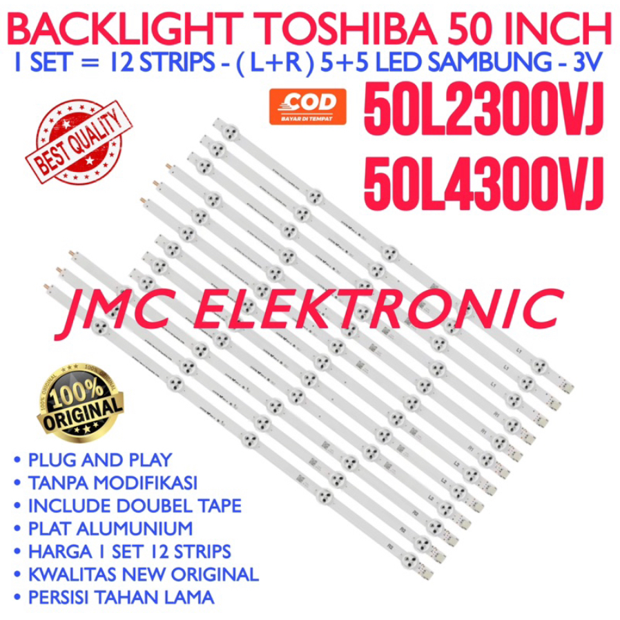 BACKLIGHT TV LED TOSHIBA 50 INCH 50L2300VJ 50L4300VJ 50L2300 50L4300 LAMPU BL 50L