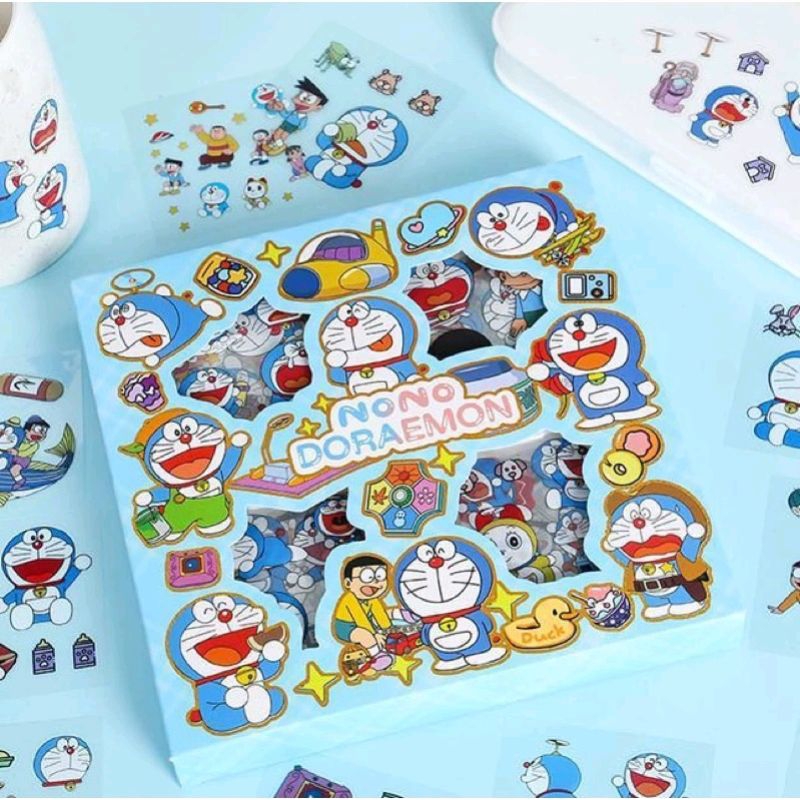

100 pcs Stiker Doraemon Nobita Kartun Karakter Sticker waterproof box Mainan Hadiah Kado Anak