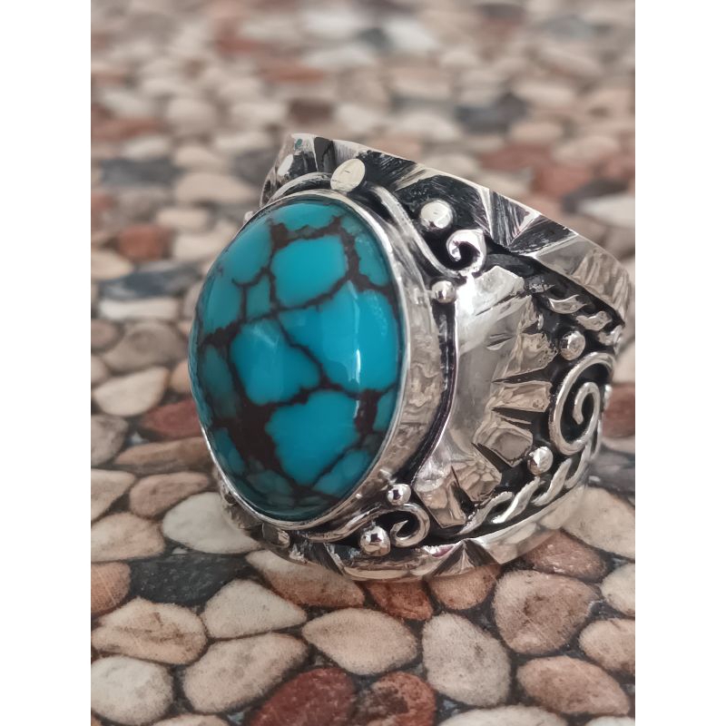 natural pirus mesir ceplok ring perak handmade