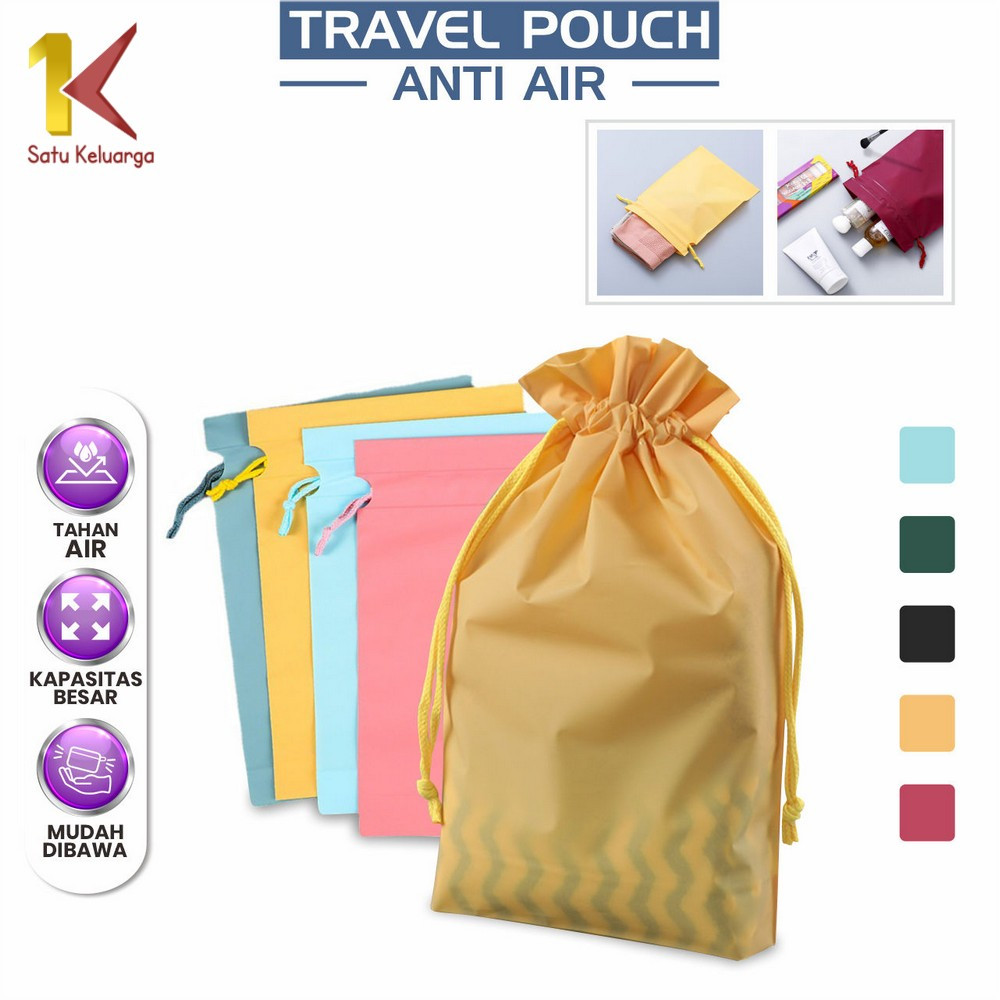Satu Keluarga Pouch Bag Warna Pastel C963 Serut Serbaguna Tempat Penyimpanan Alat Make Up Mandi Wate