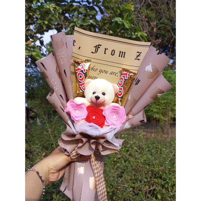 [EDERRA_COLLECTION] BUKET BONEKA MIX SNACK DAN BUNGA | BUKET BONEKA | BUKET SNACK | BUKET BUNGA | BU