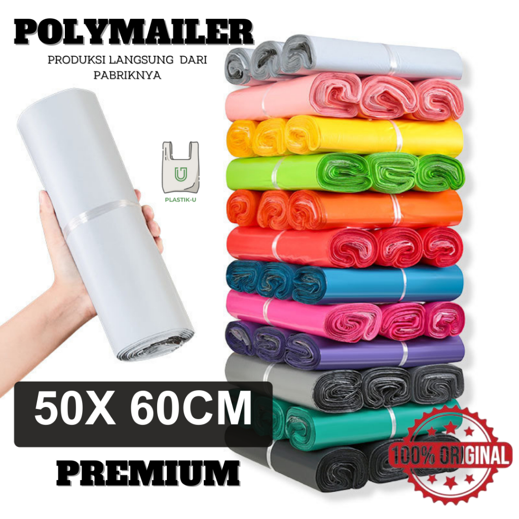 Plastik Packing Polymailer Warna Olshop 50X60CM Besar Produksi Pabrik Premium