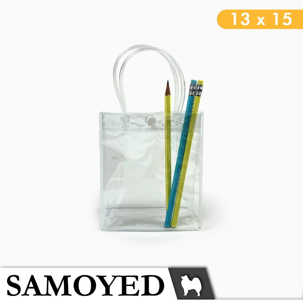 

Tas Plastik Mika Transparan / Hampers / Souvenir / Tote / Goodie Bag PVC Uk. 13 x 15 x 7 cm