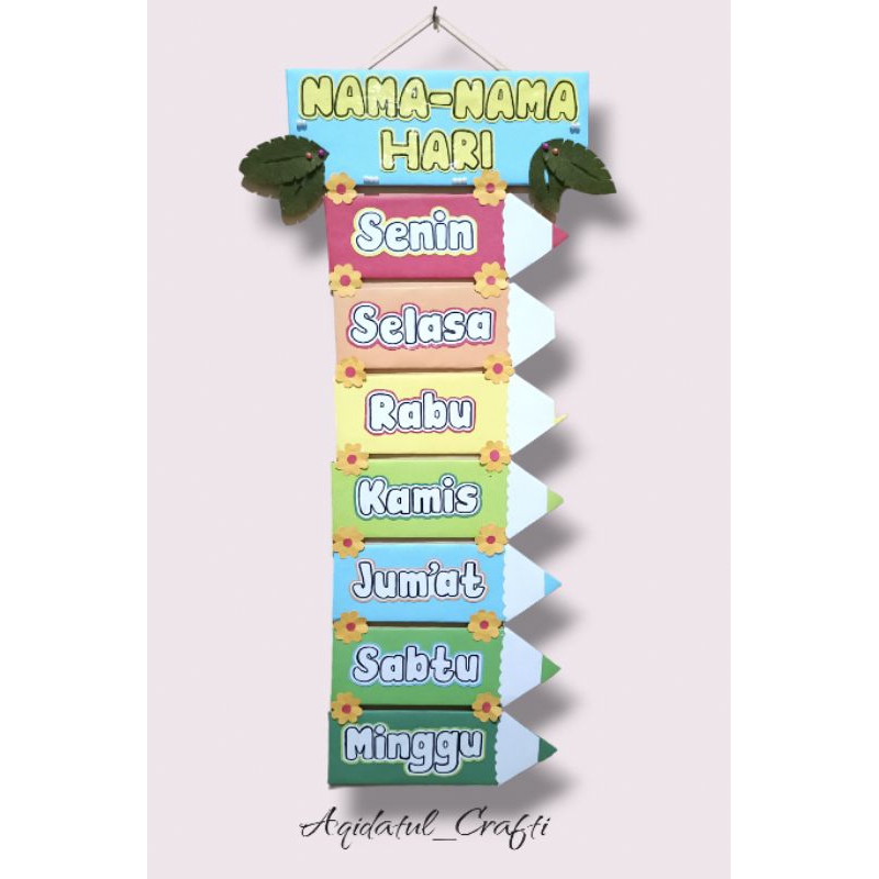 Hiasan Dinding Kelas || Prakarya Sekolah || Hiasan Kelas Nama Hari || Pajangan Kelas