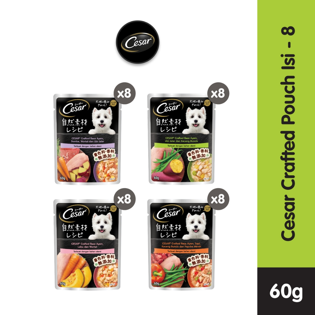 

23bagusmenshop - Cesar Dog Food Pouch 60gr x8 Makanan Anjing Basah Premium