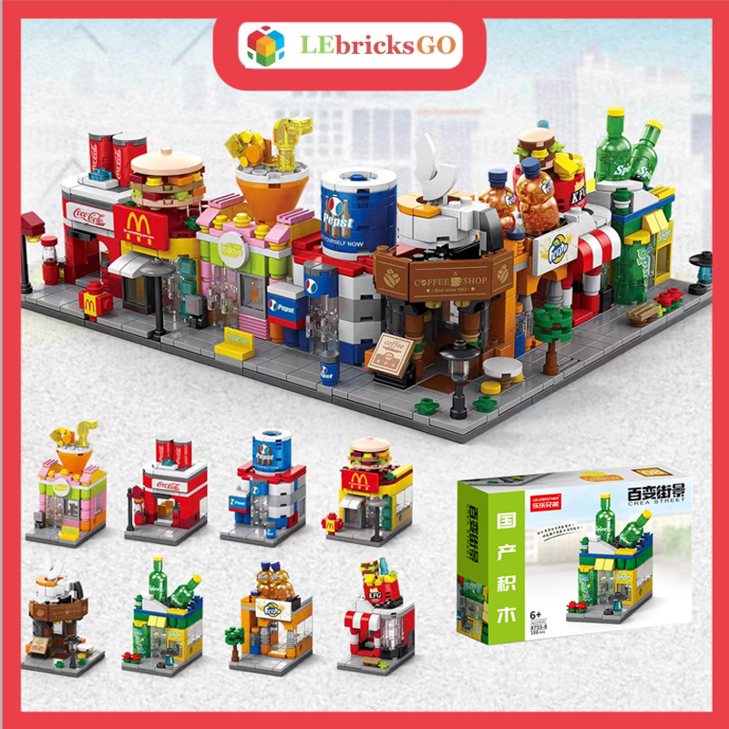 Mainan Toko Mini Street Stores Makanan Minuman Soda Coffee Fast Food City Buat Hadiah Edukasi Anak